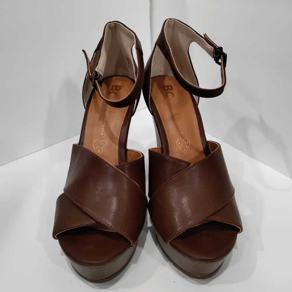 BC Born in California brown vegan wedges women's size 6.5